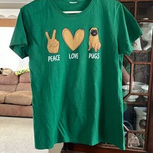 Women’s medium Peace, Love, Pugs t-shirt - NWOT